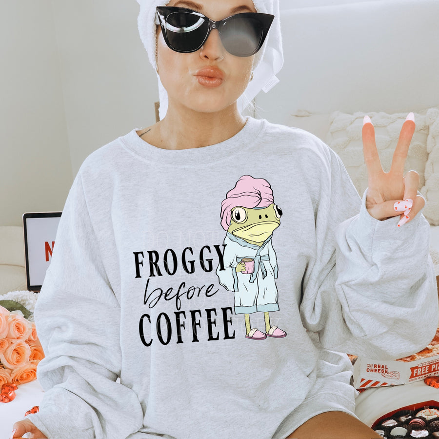 FROGGY BEFORE COFFEE FULL COLOR PRINT FOR APPAREL 243