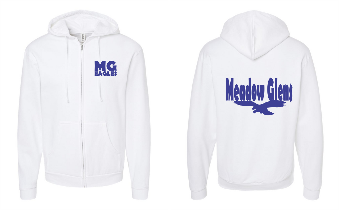 EAGLE WHITE GILDAN FULL ZIP SWEATSHIRT