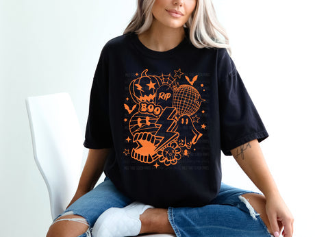 RETRO GHOST ORANGE INK PRINTED APPAREL G29