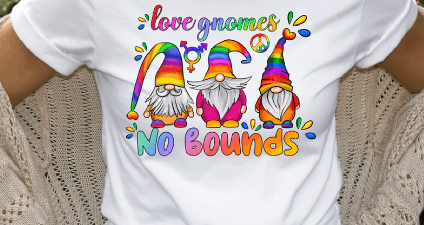 LOVE GNOMES NO BOUNDS FULL COLOR PRINTED APPAREL K18