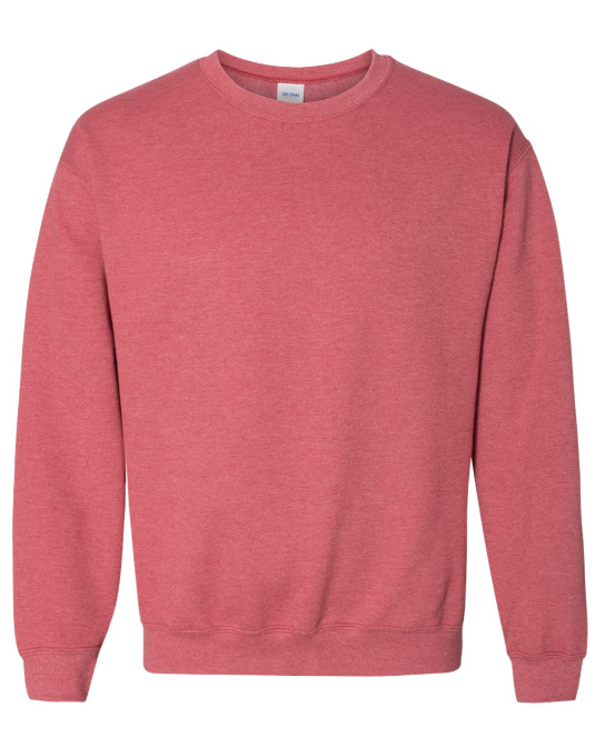 XL HEATHER RED GILDAN CREWNECK SWEATSHIRT