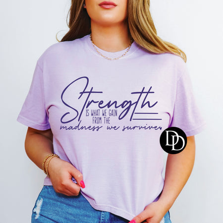 STRENGTH IS WHAT WE GAIN PRINTED APPAREL D10