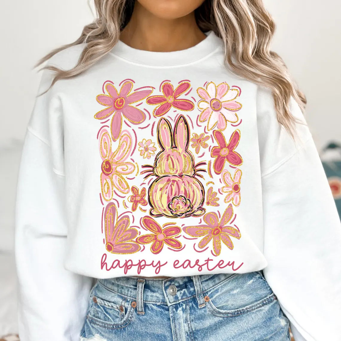 HAPPY EASTER PINK FULL COLOR TRANSFER 1129