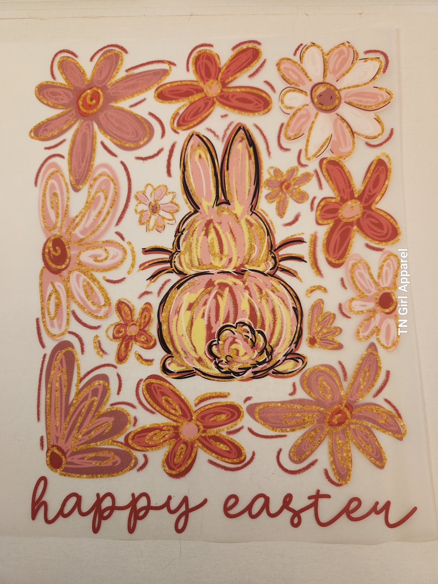 HAPPY EASTER PINK FULL COLOR TRANSFER 1129