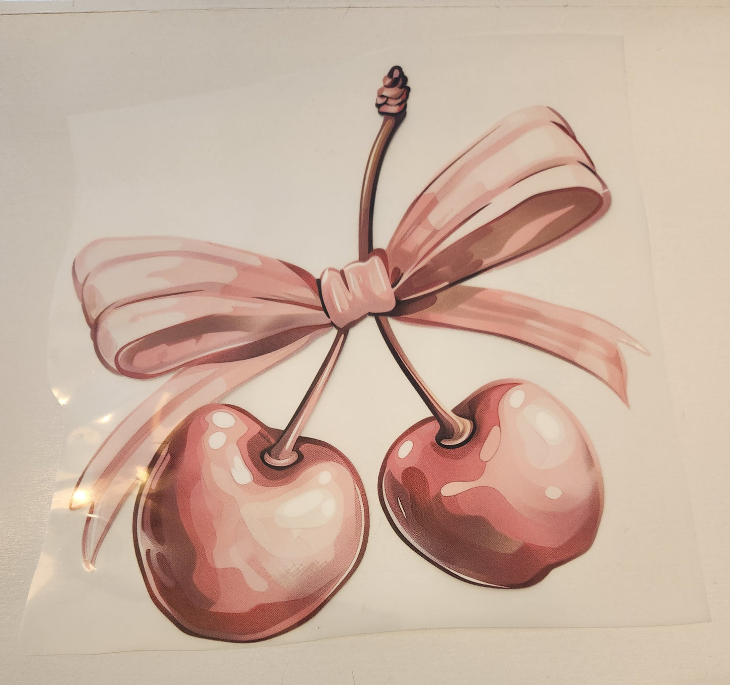 PINK BOW & CHERRIES FULL COLOR TRANSFER 1025