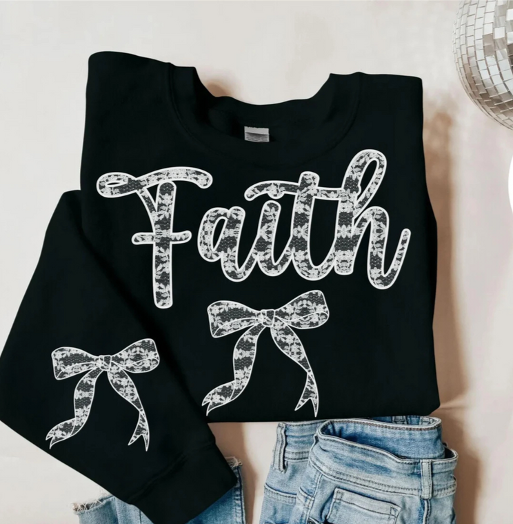 FAITH LACE BOW SINGLE COLOR PRINT WHOLESALE