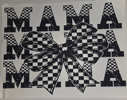 MAMA CHECKERED BOW SINGLE COLOR PRINT WHOLESALE
