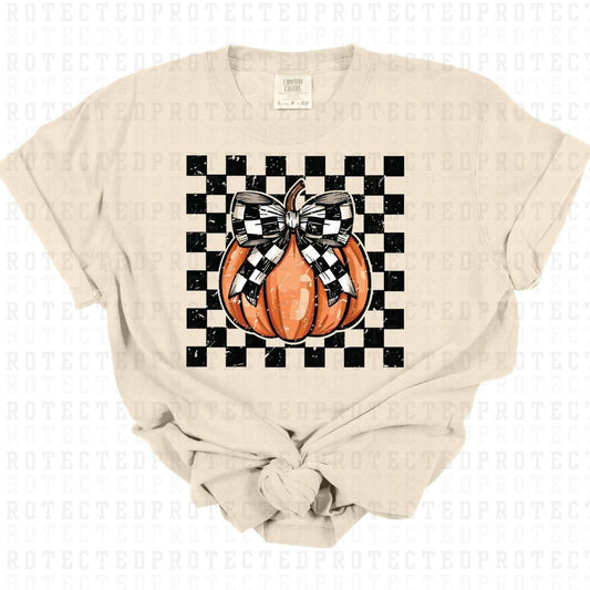 ORANGE PUMPKIN CHECKERED DISTRESSED FULL COLOR PRINTED APPAREL 12