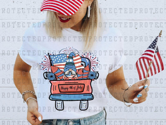 HAPPY 4TH OF JULY GNOMES TRUCK FULL COLOR PRINTED APPAREL E19