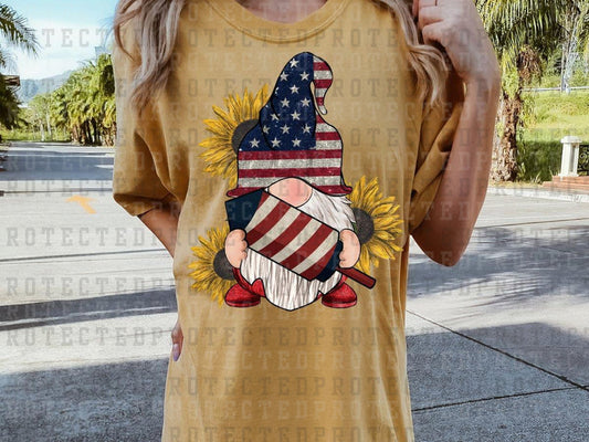 GNOME FIRECRACKER AND SUNFLOWERS FULL COLOR PRINTED APPAREL A30