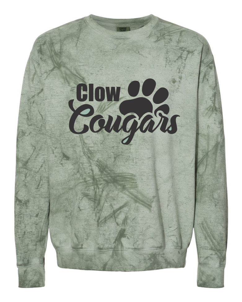 CLOW PAW FERN COMFORT COLORS COLORBLAST CREW SWEATSHIRT