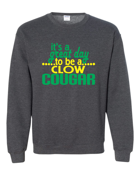 CLOW GREAT DAY DARK HEATHER GREY UNISEX CREWNECK SWEATSHIRT