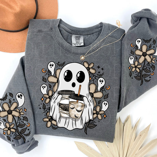 GHOST W/BROWN FLOWERS AND SLEEVES FULL COLOR PRINTED APPAREL 27