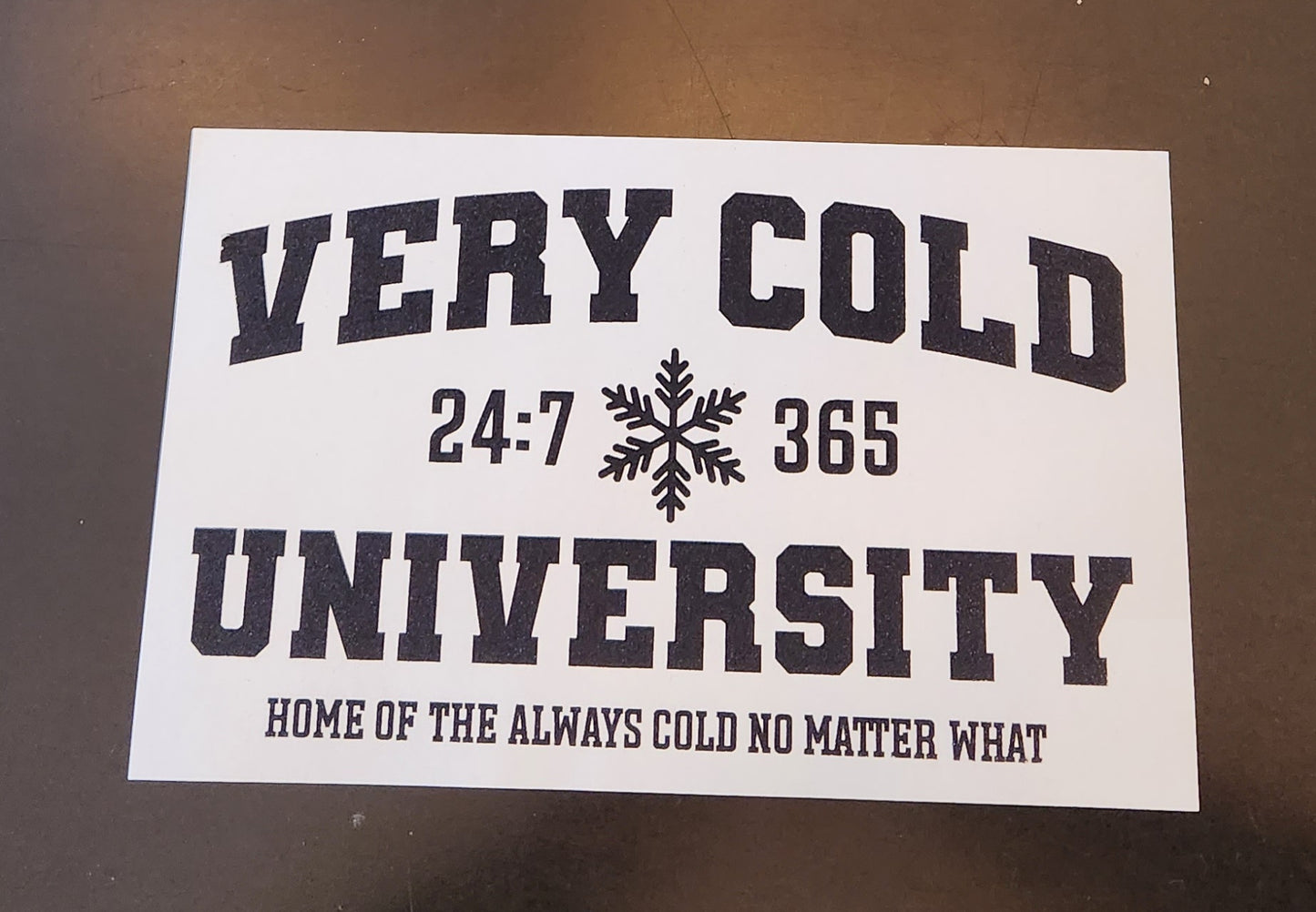 VERY COLD UNIVERSITY SCREEN PRINT TRANSFER H28