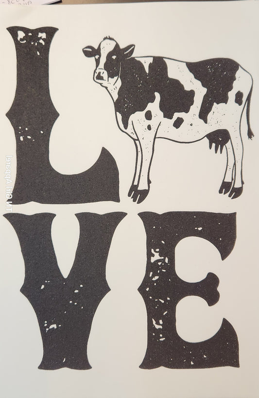 LOVE COWS SCREEN PRINT TRANSFER I22