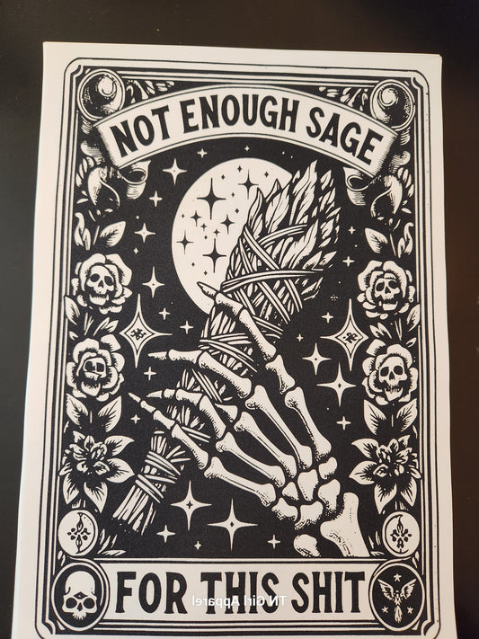 NOT ENOUGH SAGE FOR THIS SHIT TAROT CARD PRINTED APPAREL H7