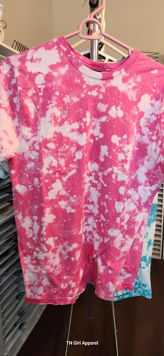 MEDIUM WOW PINK BLEACHED TEE IN STOCK H25