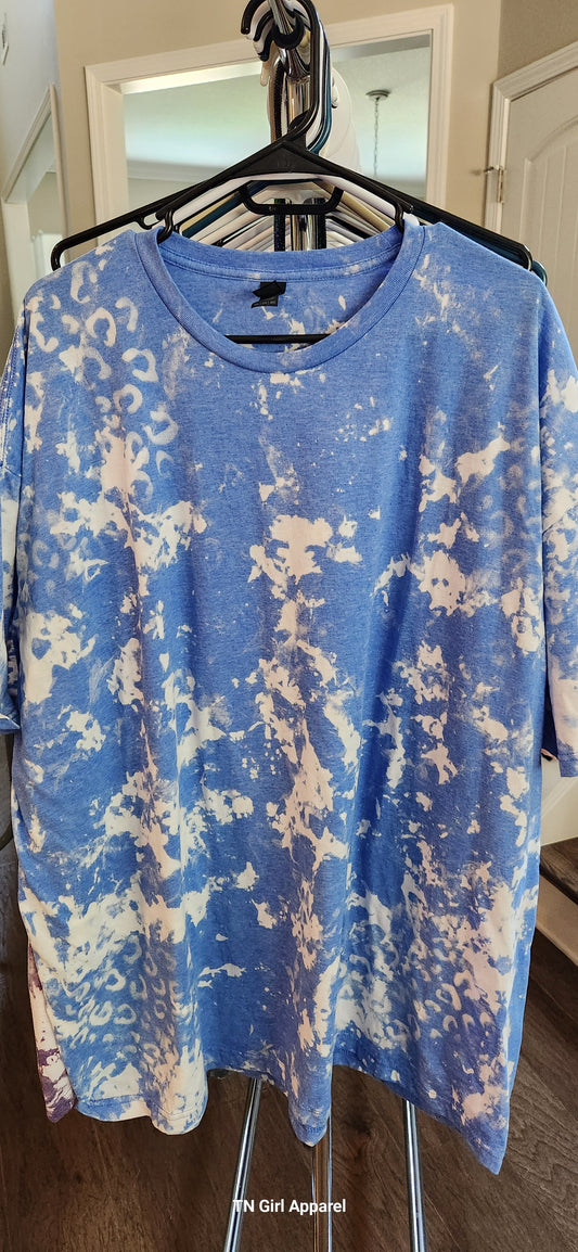 4XL HEATHER ROYAL CHEETAH BLEACHED TEE IN STOCK G63
