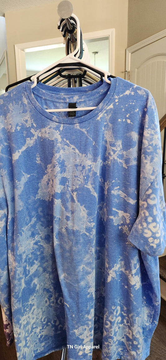 5XL HEATHER ROYAL CHEETAH BLEACHED TEE IN STOCK G187