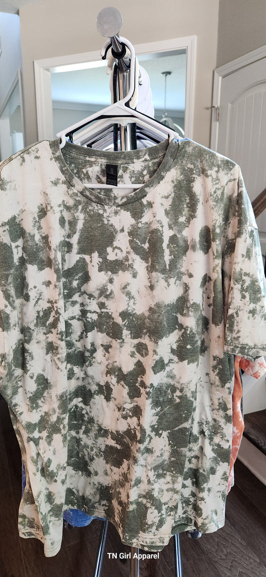 3XL HEATHER MILITARY GREEN BLEACHED TEE IN STOCK G78