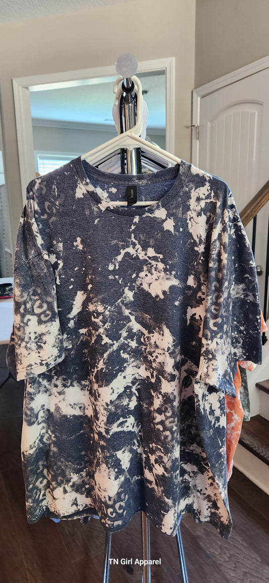 4XL HEATHER NAVY CHEETAH BLEACHED TEE IN STOCK G184