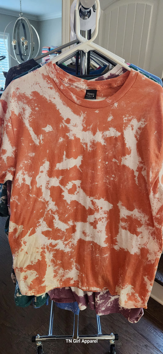 LARGE HEATHER PUMPKIN BLEACHED TEE IN STOCK H87