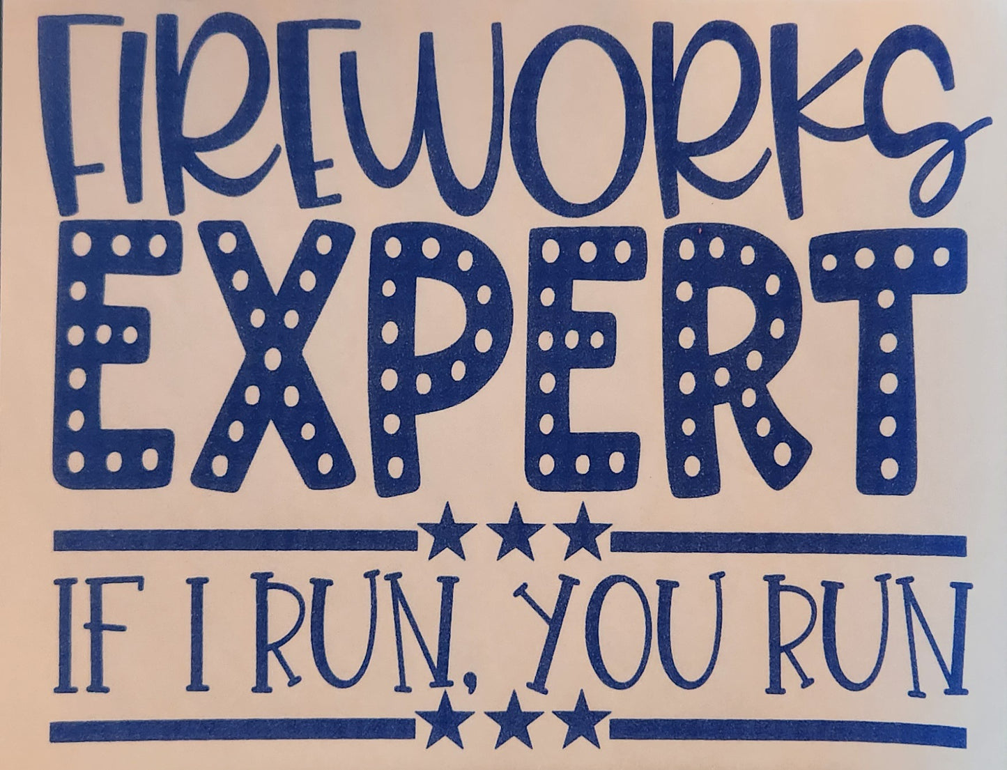 FIREWORKS EXPERT BLUE INK PRINTED APPAREL J18