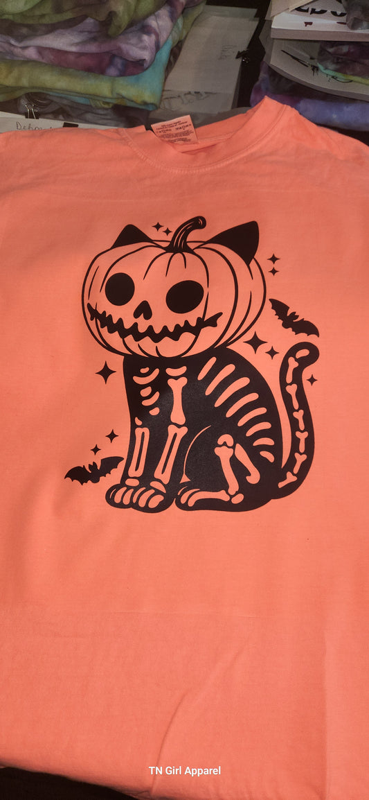 SKELLY PUMPKIN CAT PRINTED APPAREL