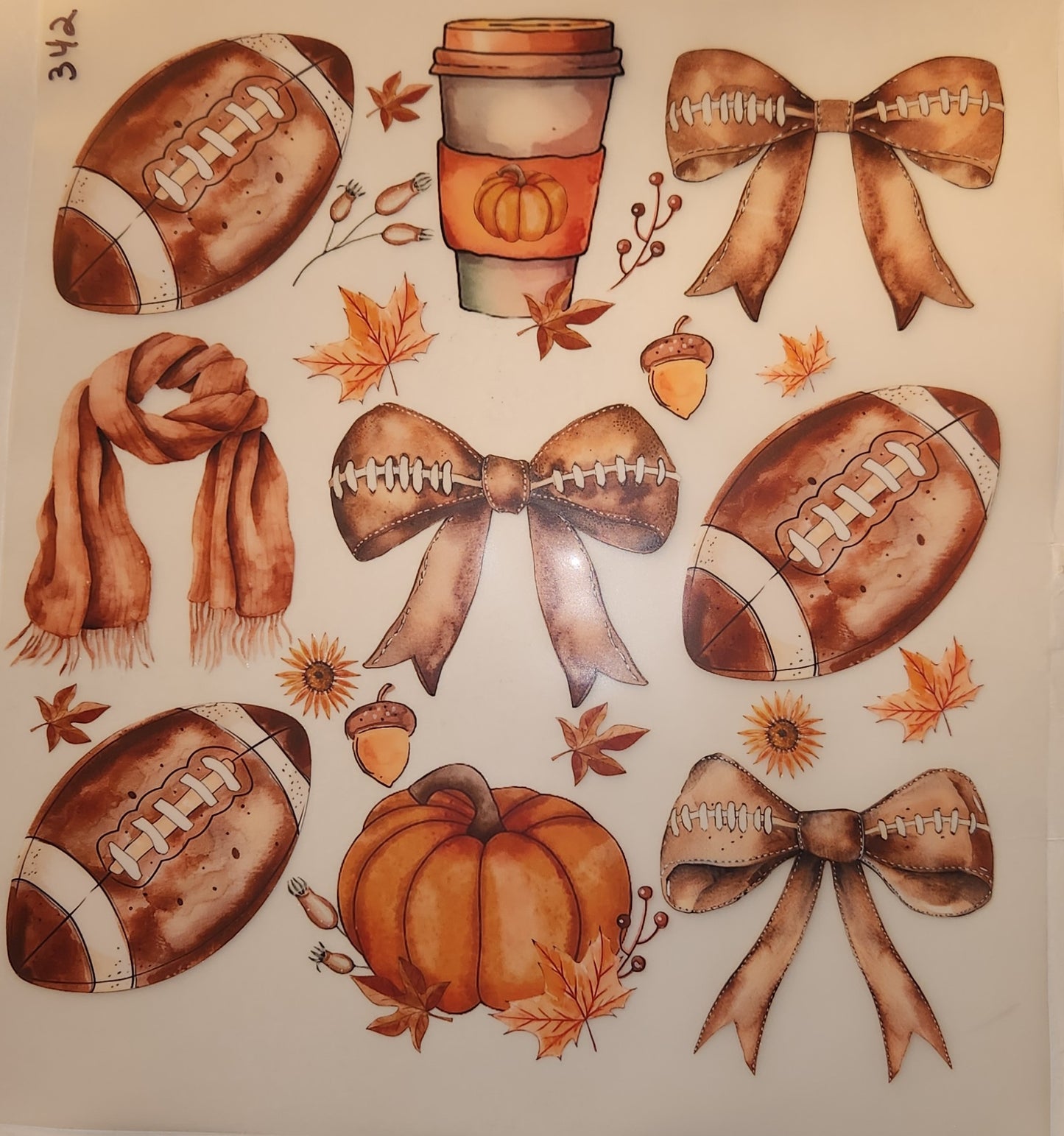 FALL FOOTBALLS & BOWS FULL COLOR PRINTED APPAREL 342