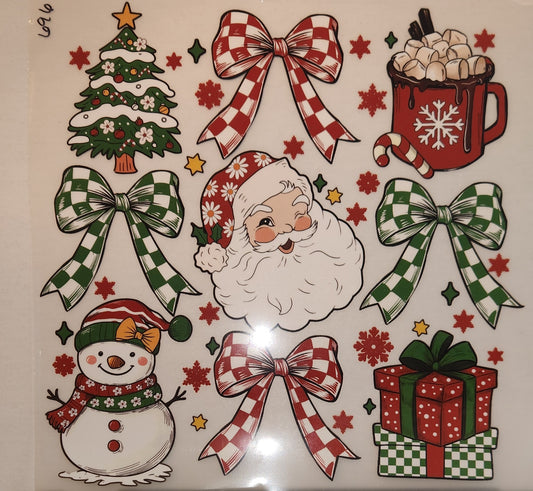 SANTA SNOWMAN COQUETTE FULL COLOR TRANSFERS 696