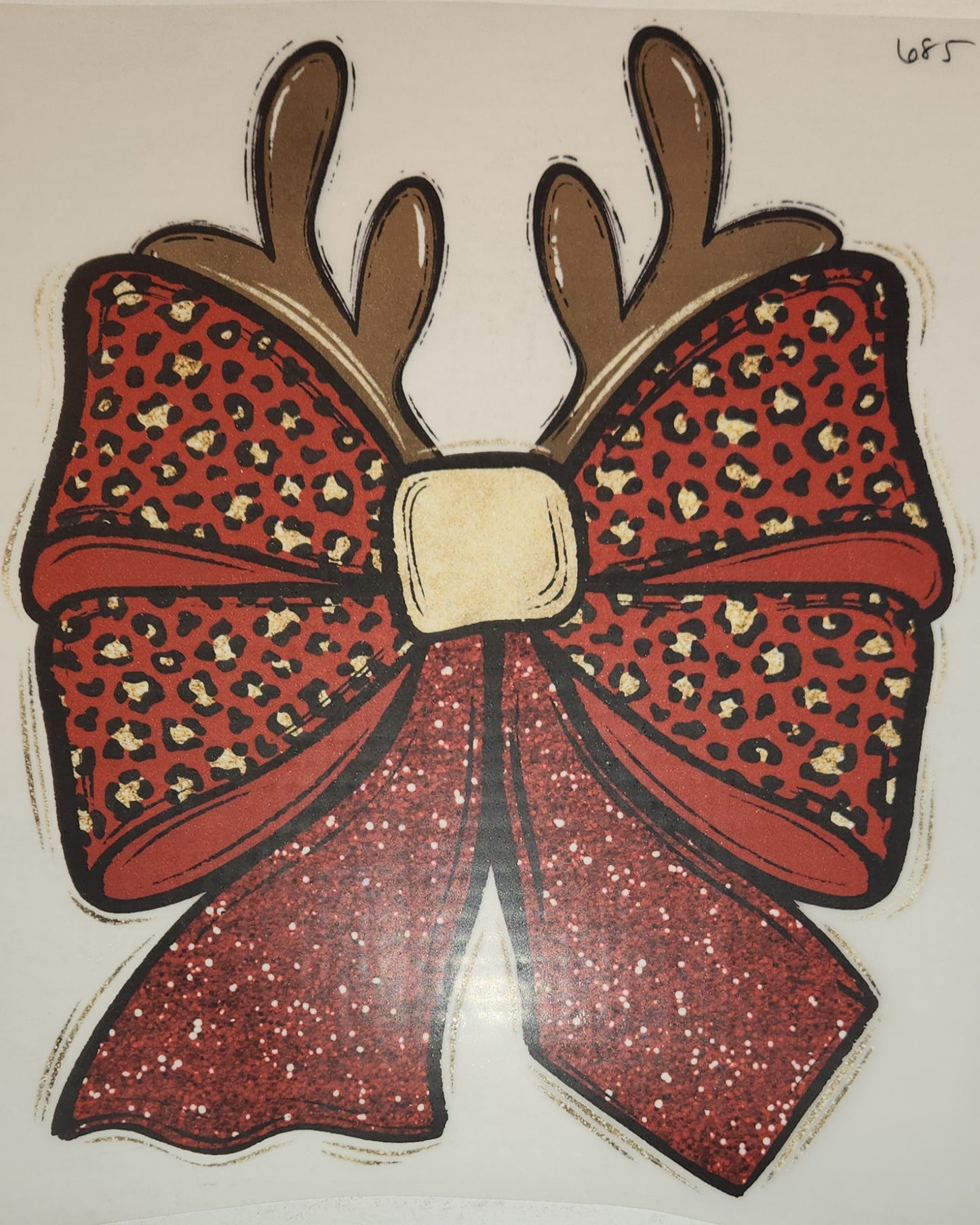 RED CHEETAH BOW FULL COLOR TRANSFERS 685