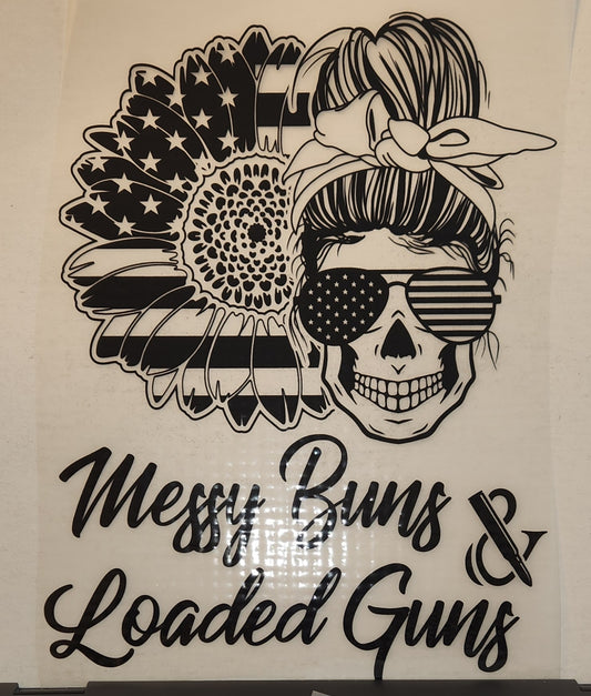 MESSY BUNS AND LOADED GUNS FULL COLOR TRANSFERS 671