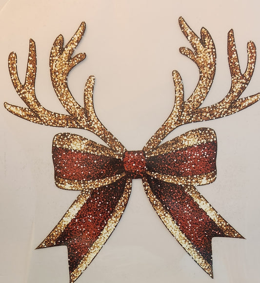 FAUX GLITTER REINDEER BOW 781