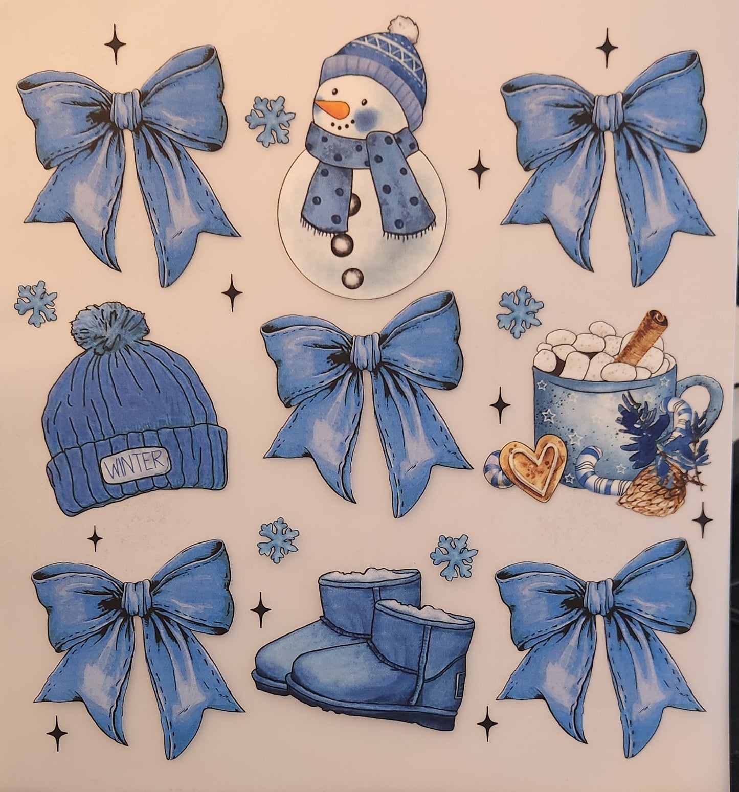 BLUE BOWS AND SNOWMEN 754