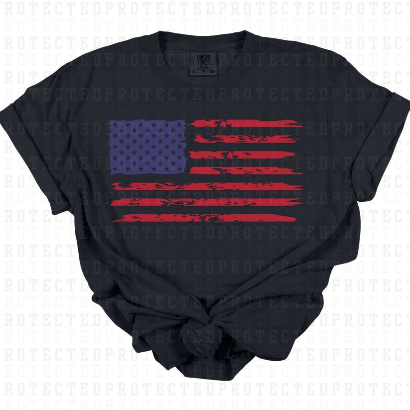 DISTRESSED FLAG FULL COLOR PRINTED APPAREL E19