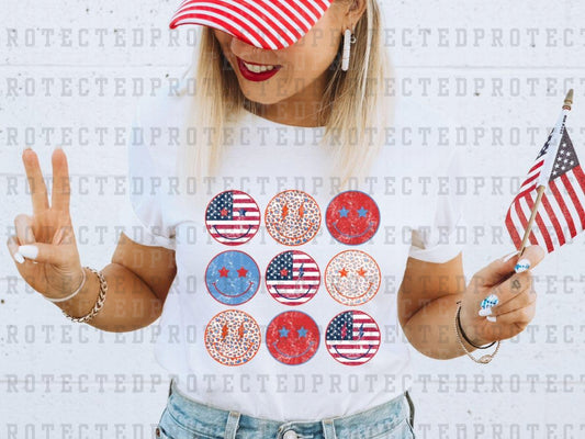 PATRIOTIC SMILEY FACES FULL COLOR PRINTED APPAREL F29