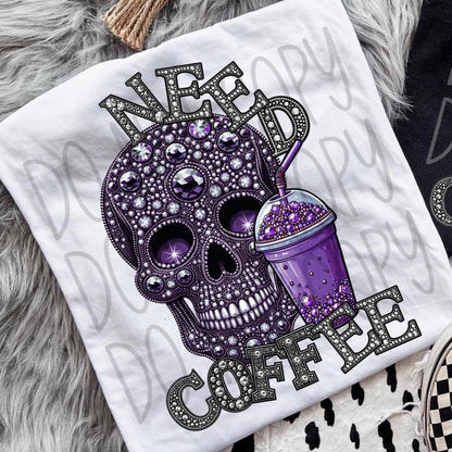 NEED COFFEE SKULL FULL COLOR TRANSFER 1038