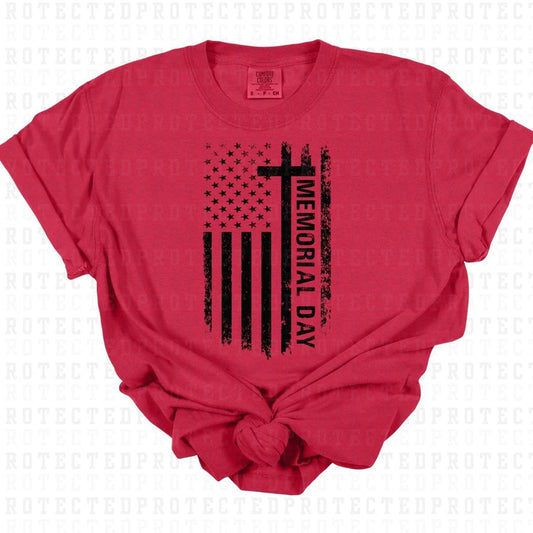 MEMORIAL DAY FLAG BLACK FULL COLOR PRINTED APPAREL G17