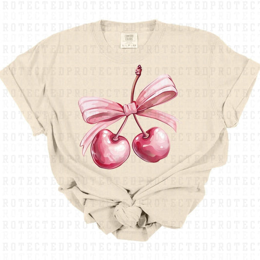 PINK BOW & CHERRIES FULL COLOR TRANSFER 1025