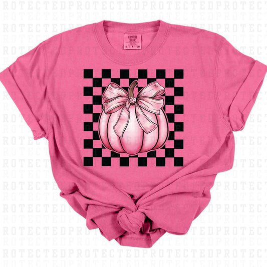 PINK PUMPKIN BLACK CHECKERED FULL COLOR PRINTED APPAREL 81