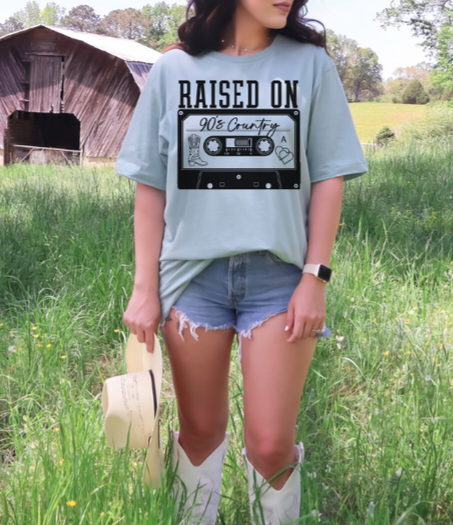 RAISED ON 90'S COUNTRY TAPE SINGLE COLOR TRANSFER F5