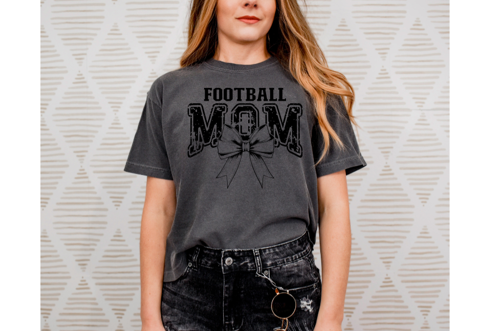 FOOTBALL MOM BOW SINGLE COLOR TRANSFER H17