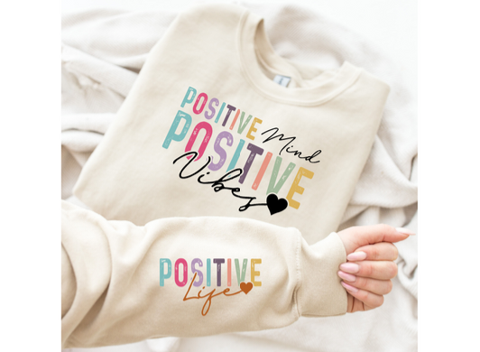 POSITIVE VIBES FULL COLOR SCREEN PRINT TRANSFER J19