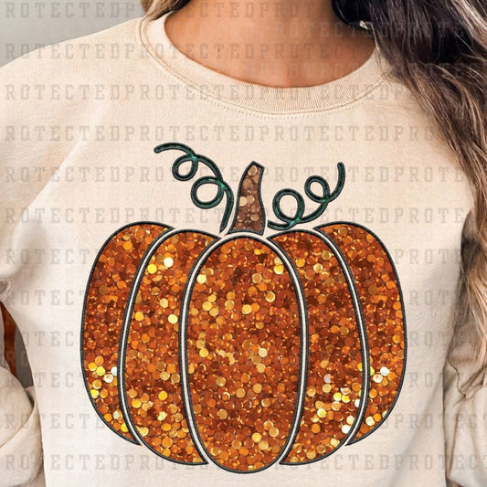 ORANGE FAUX SEQUIN PUMPKIN FULL COLOR PRINTED APPAREL 56