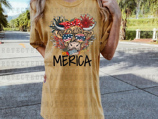 PATRIOTIC MERICA HEIFER FULL COLOR PRINTED APPAREL H6