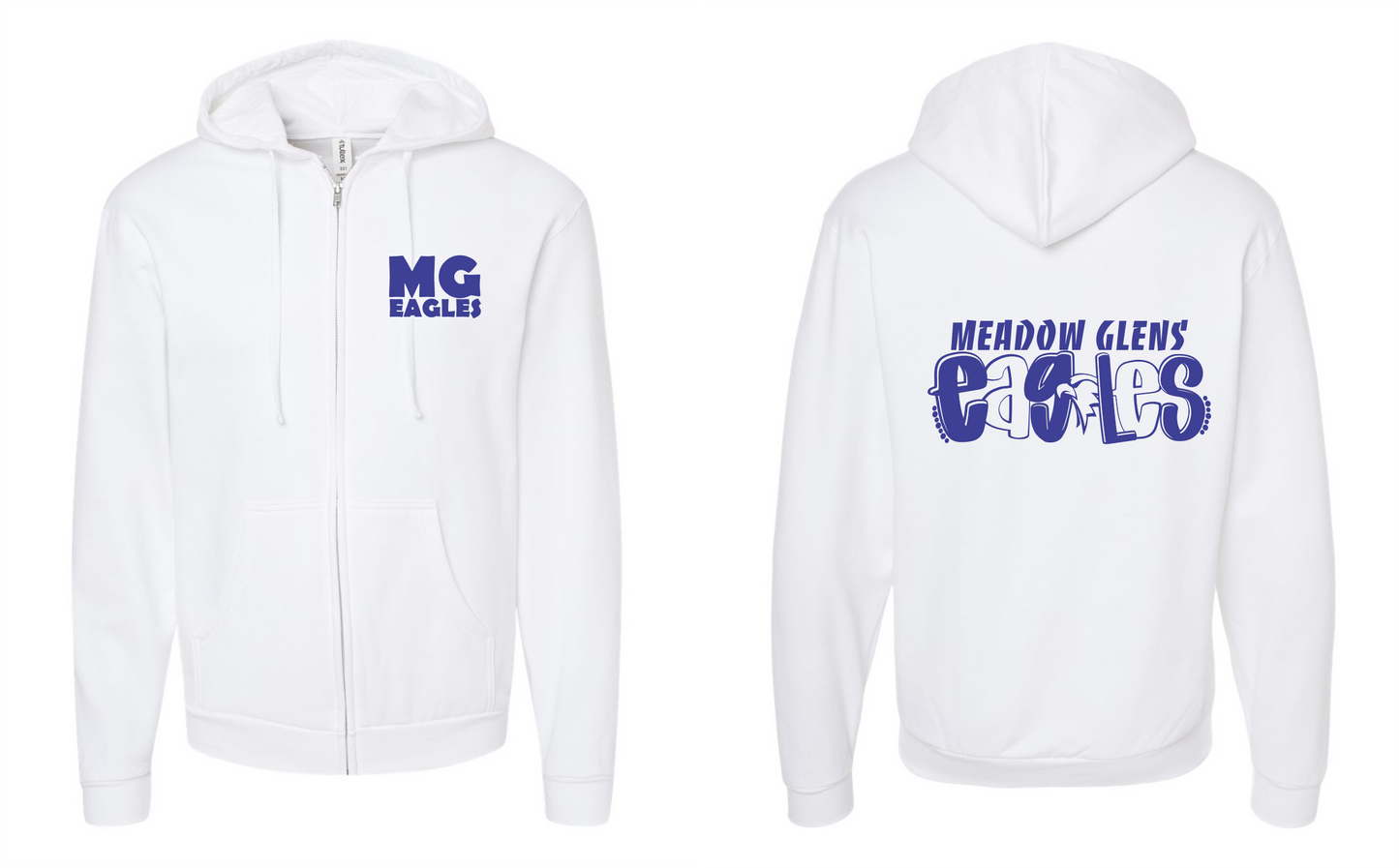 MG WHITE GILDAN FULL ZIP SWEATSHIRT