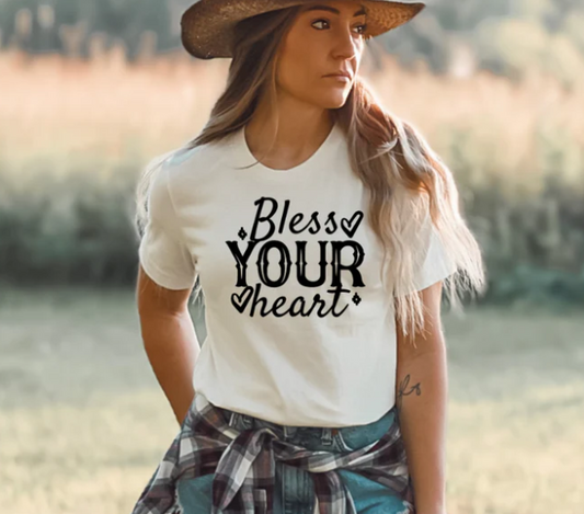 BLESS YOUR HEART SCREEN PRINT TRANSFER D2