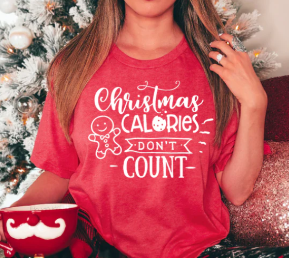 CHRISTMAS CALORIES DON'T COUNT SCREEN PRINT TRANSFER C12