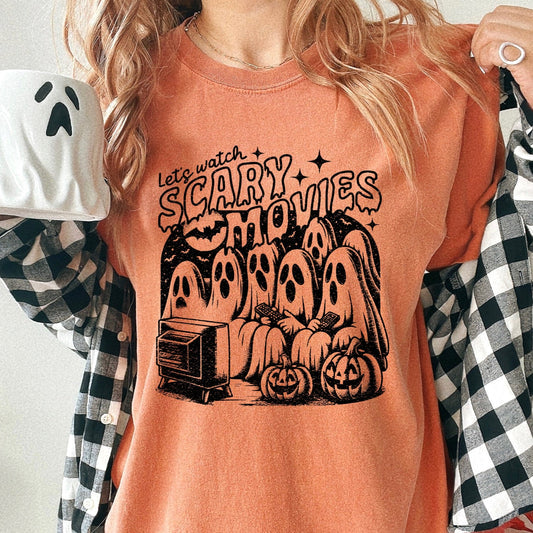 LET'S WATCH SCARY MOVIES PRINTED APPAREL D15