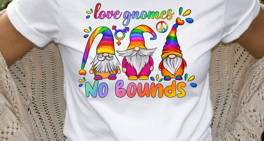 LOVE GNOMES  NO BOUNDS FULL COLOR PRINTED APPAREL K18